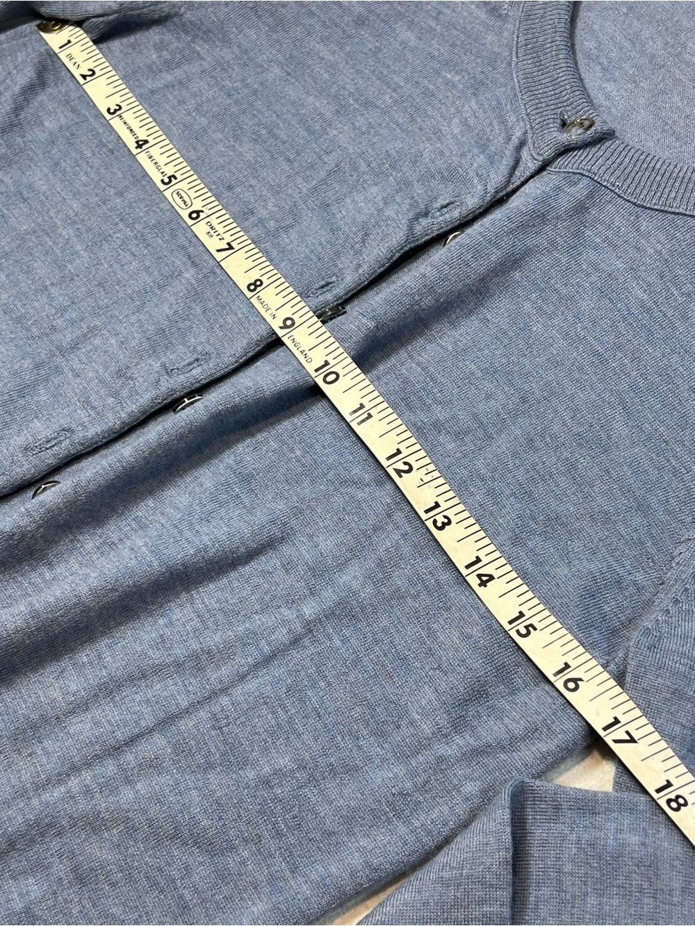 J. Crew 100% Merino Wool Dusty Blue Lightweight Button-Front Cardigan-Sz Medium - Picture 6 of 8